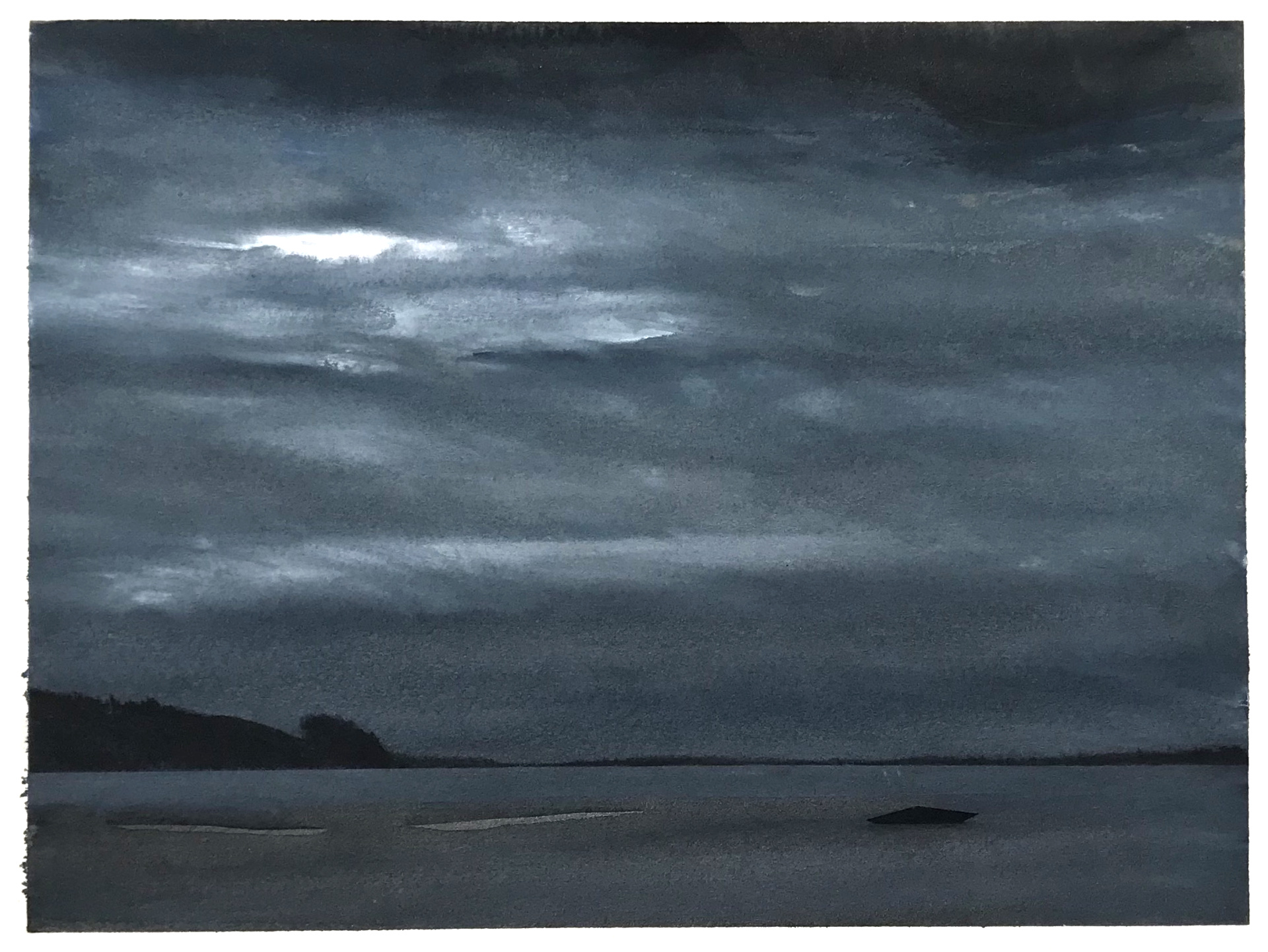 Épuisement du motif (petite grève) aquarelle fusain et gouache sur papier, 30x40cm 2024