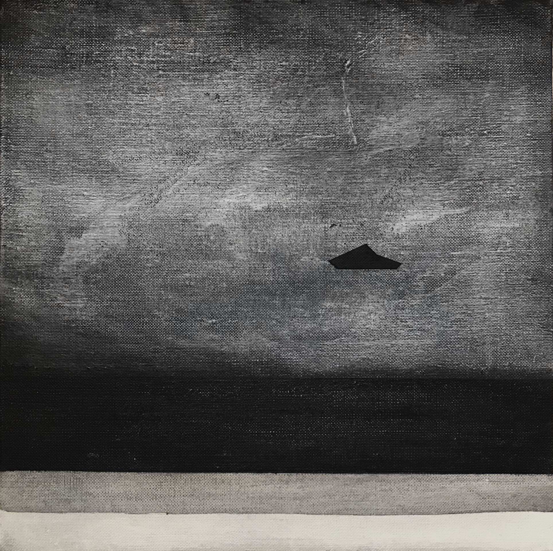 Fata Morgana, fusain acrylique et encre de chine sur toile, 30x30cm 2025