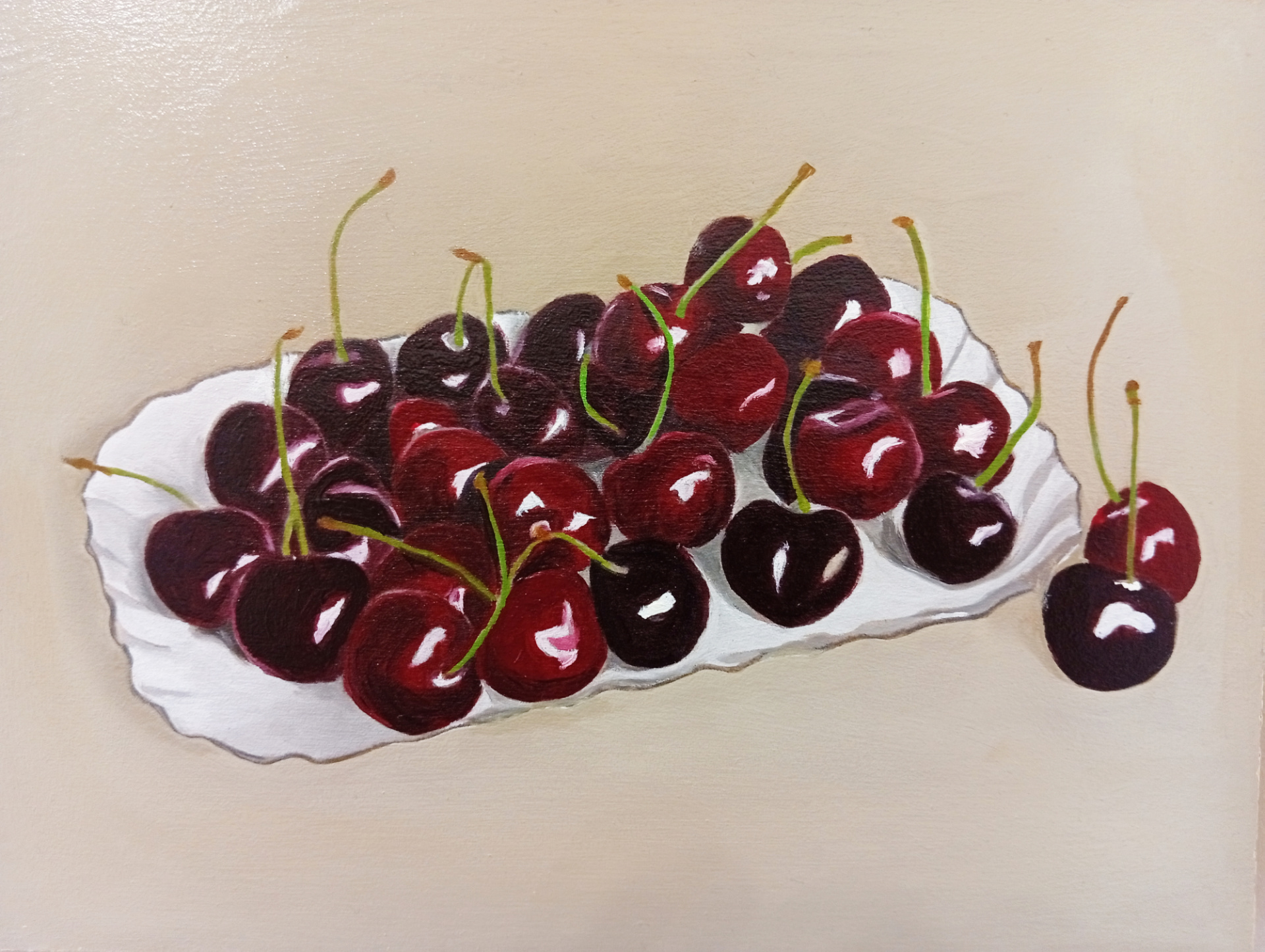 Cerises Rouges Gabriel Riesnert_24x18_Huile sur bois_2025