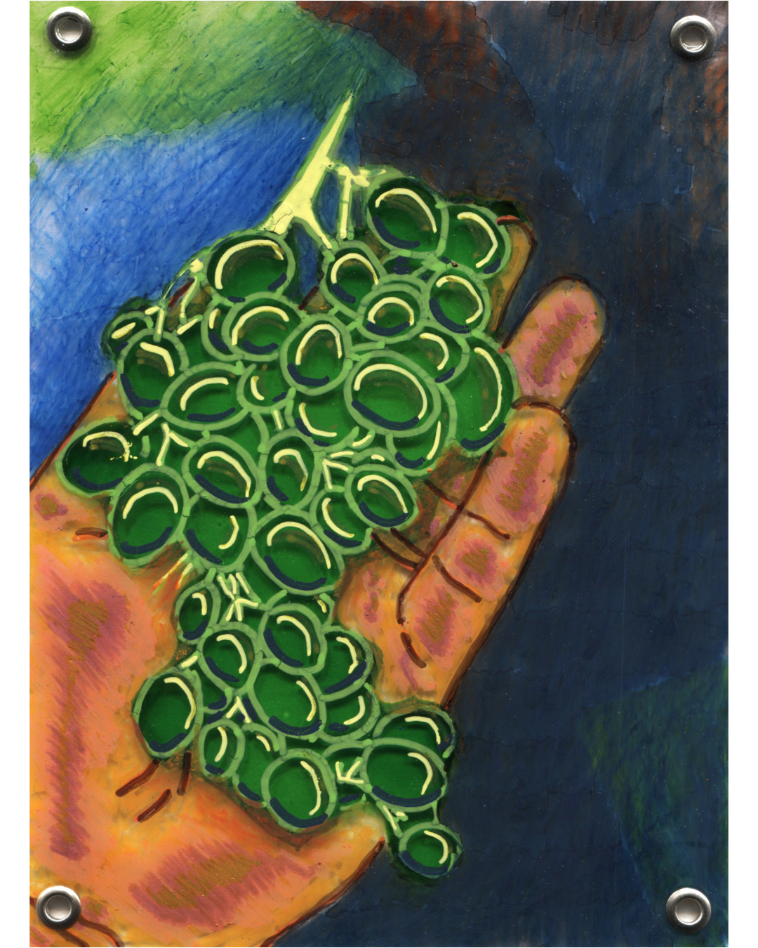 Beatrice Leitonaite Raisins technique mixte sur plastique transparent 15x11cm 2026