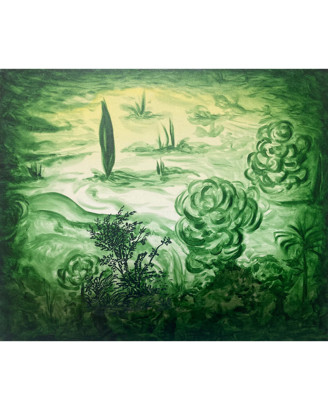 Nicolas Pincemin_Cyprès III 65x54cm huile et sérigraphie sur toile