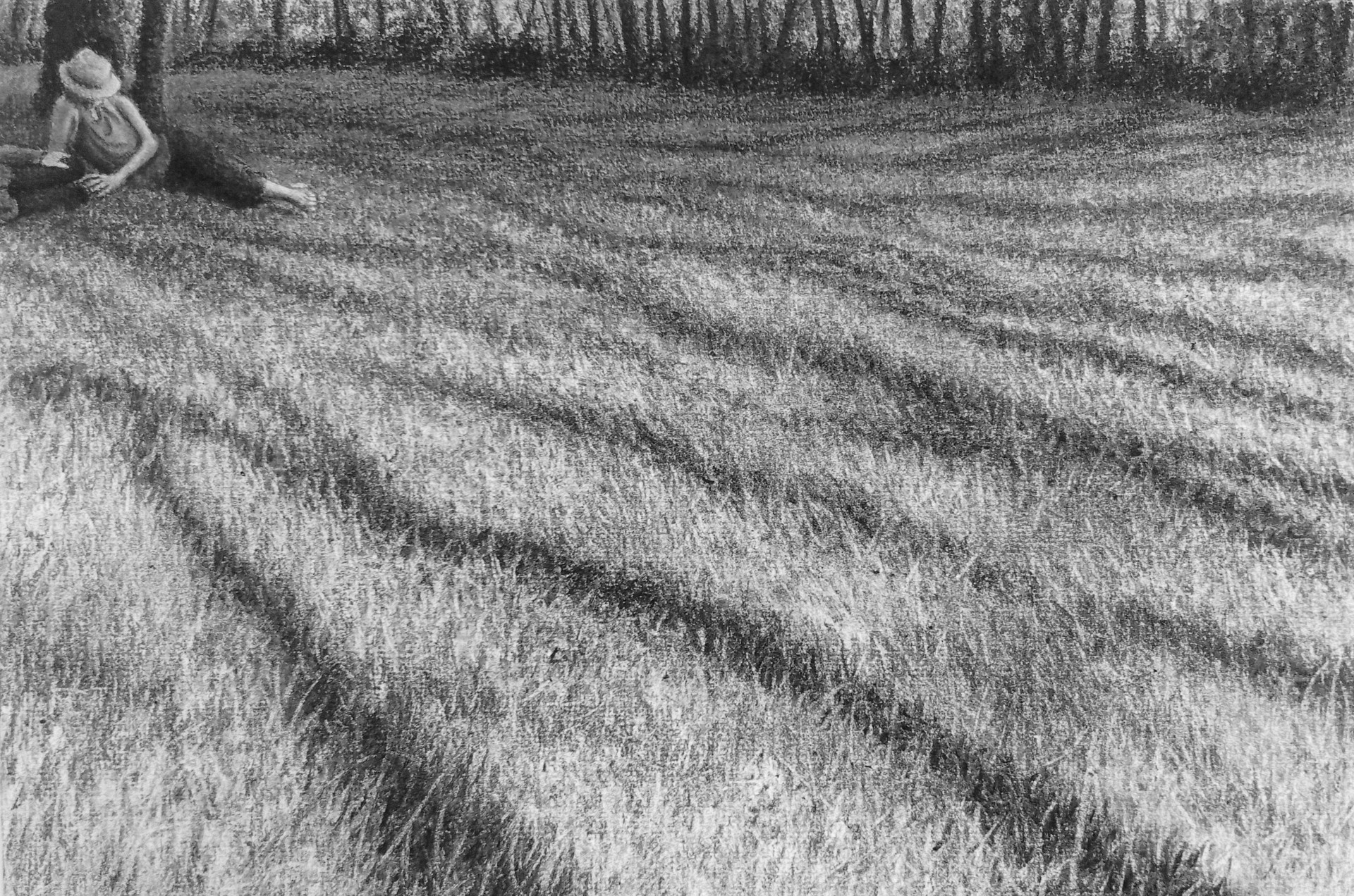 A l'ombre III Aurélie Sicas_Fusain sur papier_30x24cm_2024